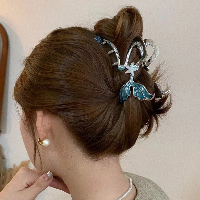 Dashingsoul Stylish Blue Mermaid Tail Starfish Design Hairpin