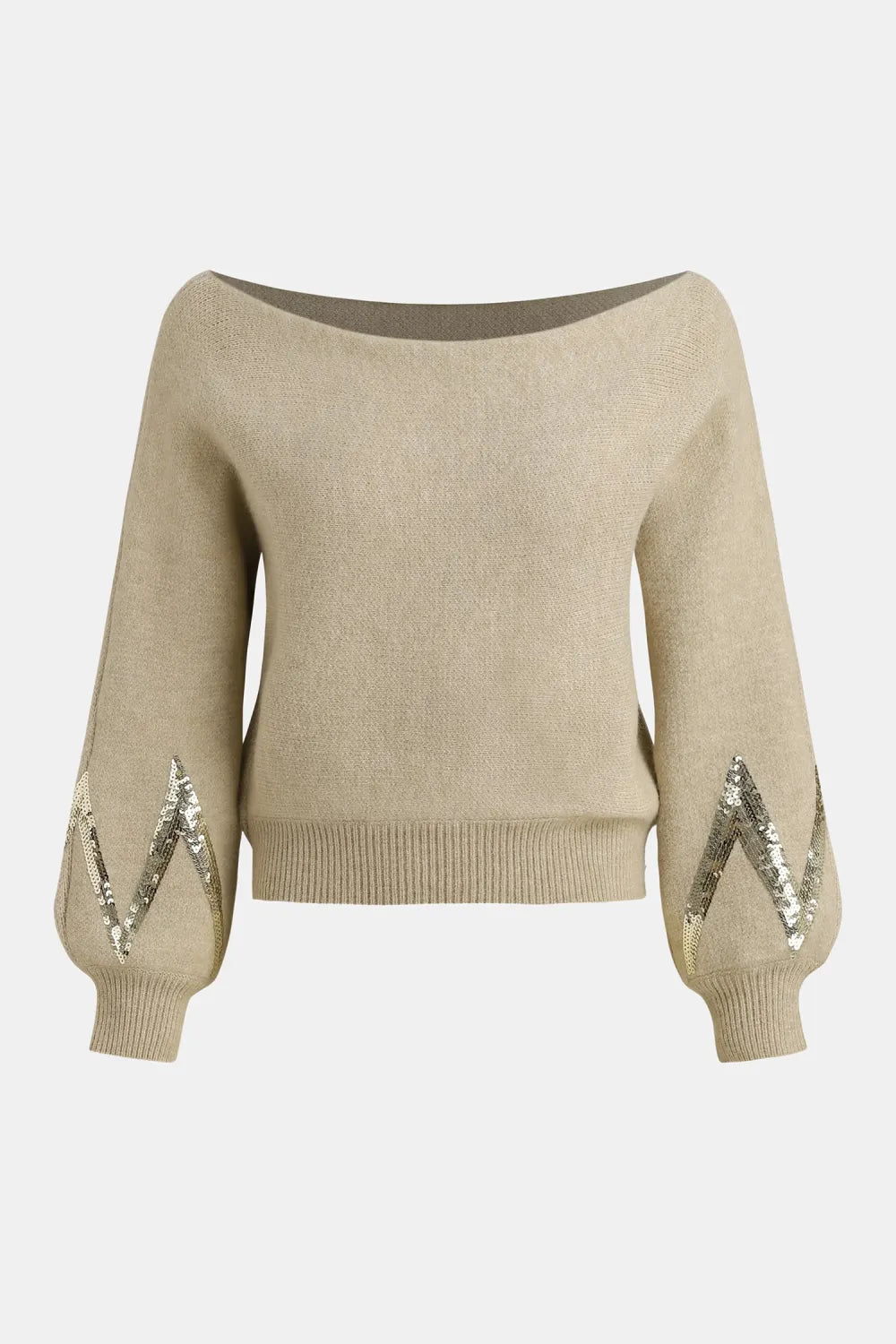 Gold Sequin Off-Shoulder Sweater