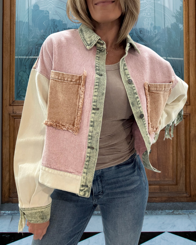 Washed Distressed Fringed Jacket