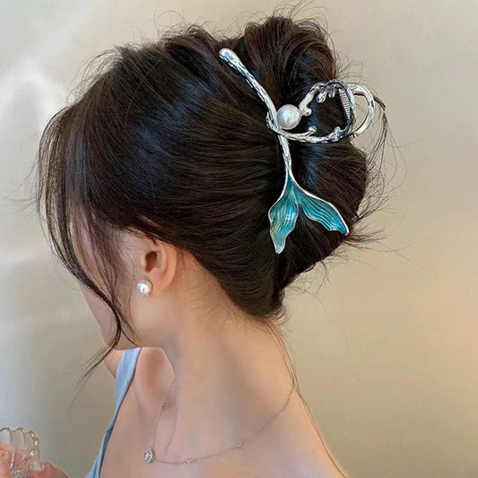 Dashingsoul Stylish Blue Mermaid Tail Pearl Design Hair Clip