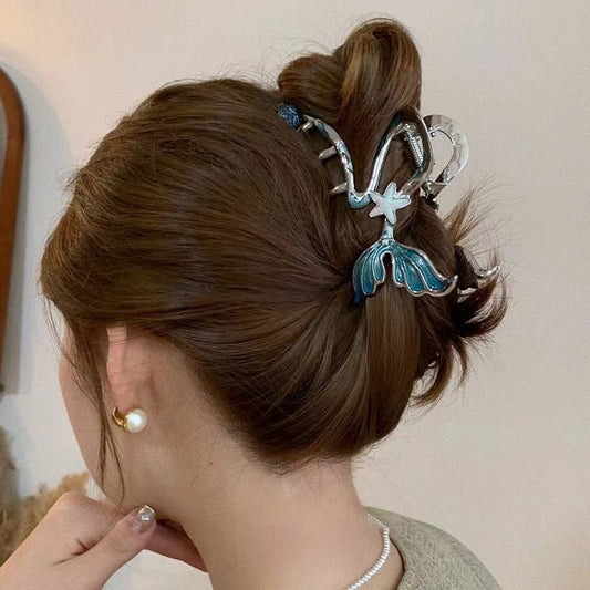 Dashingsoul Stylish Blue Mermaid Tail Starfish Design Hairpin