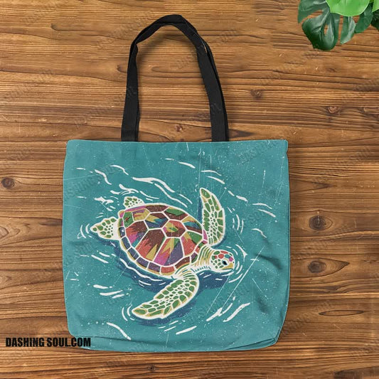 Rainy Colorful Sea Turtle Art Print Bag