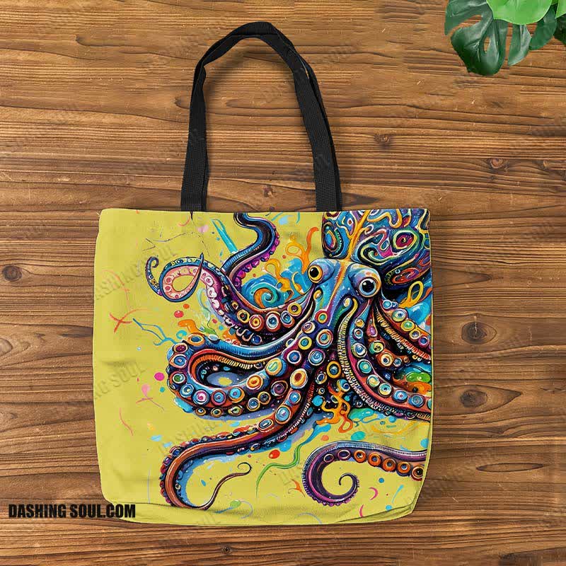 Vintage Rainbow Octopus Art Print Bag