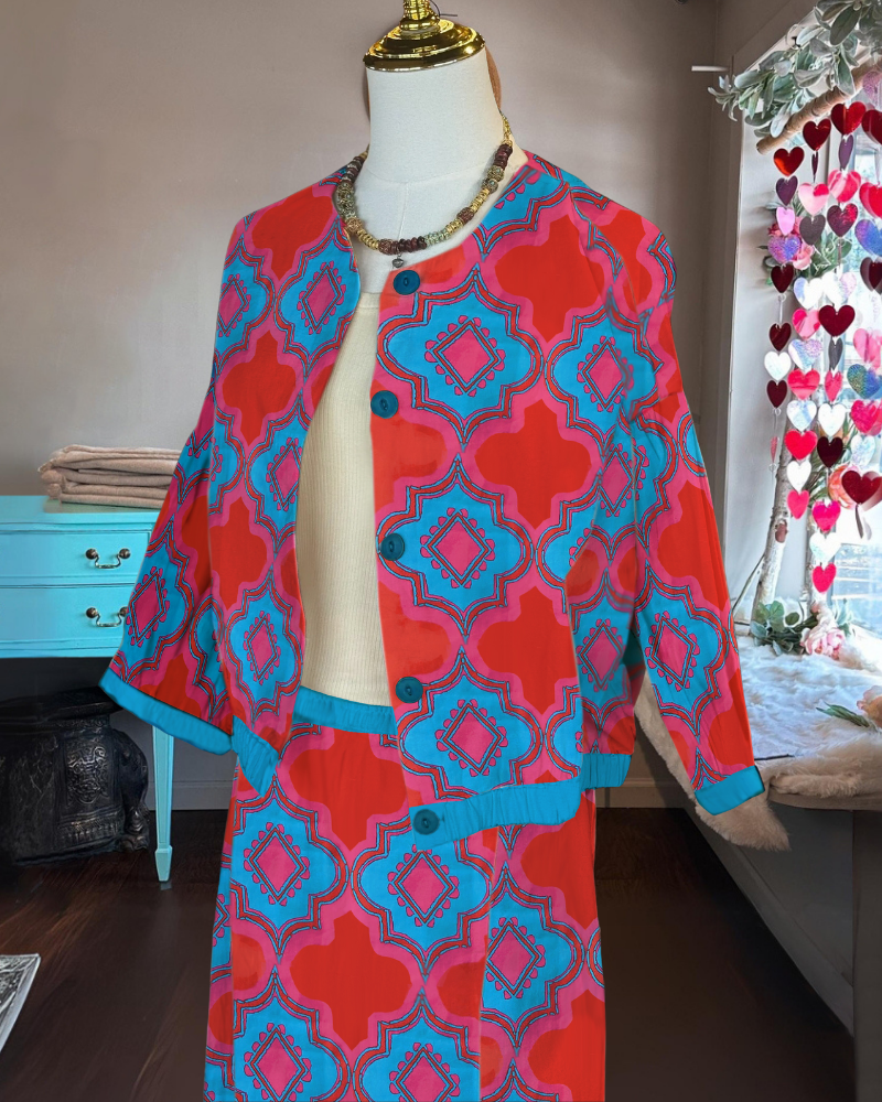 Vintage Geometric Print Jacket