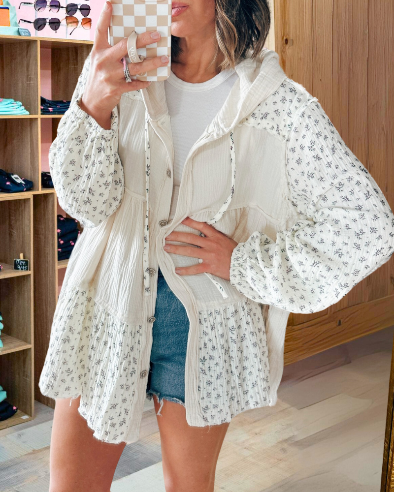 Oversized Floral Pleated Jacket