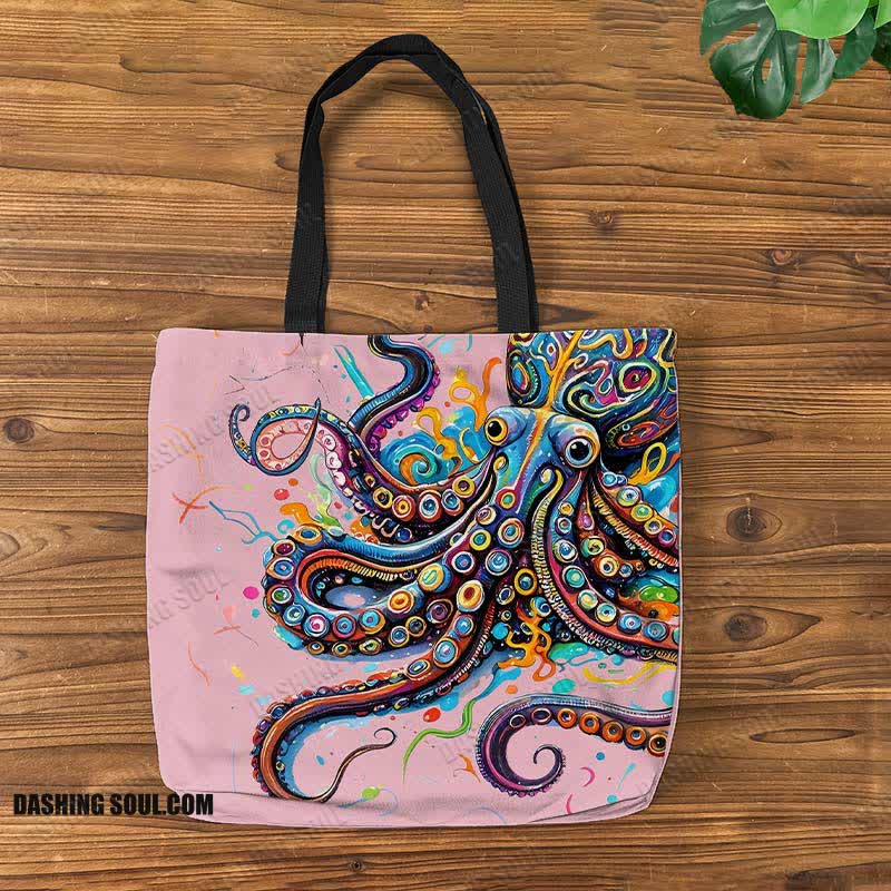 Vintage Rainbow Octopus Art Print Bag