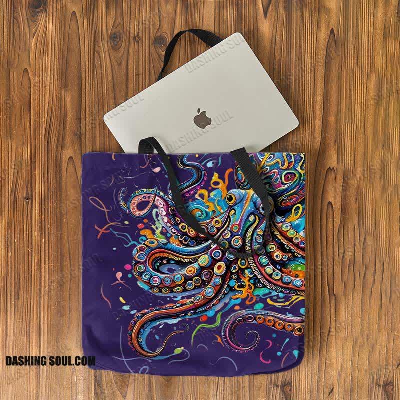 Vintage Rainbow Octopus Art Print Bag