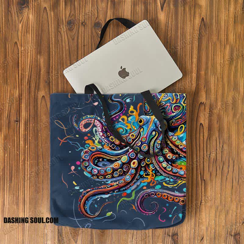 Vintage Rainbow Octopus Art Print Bag