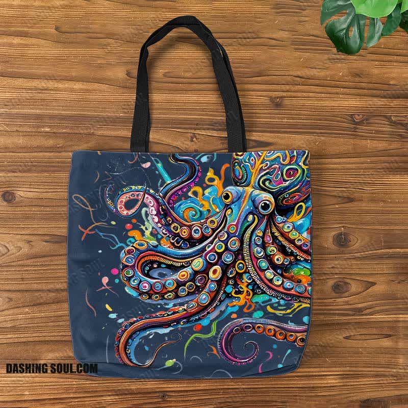 Vintage Rainbow Octopus Art Print Bag