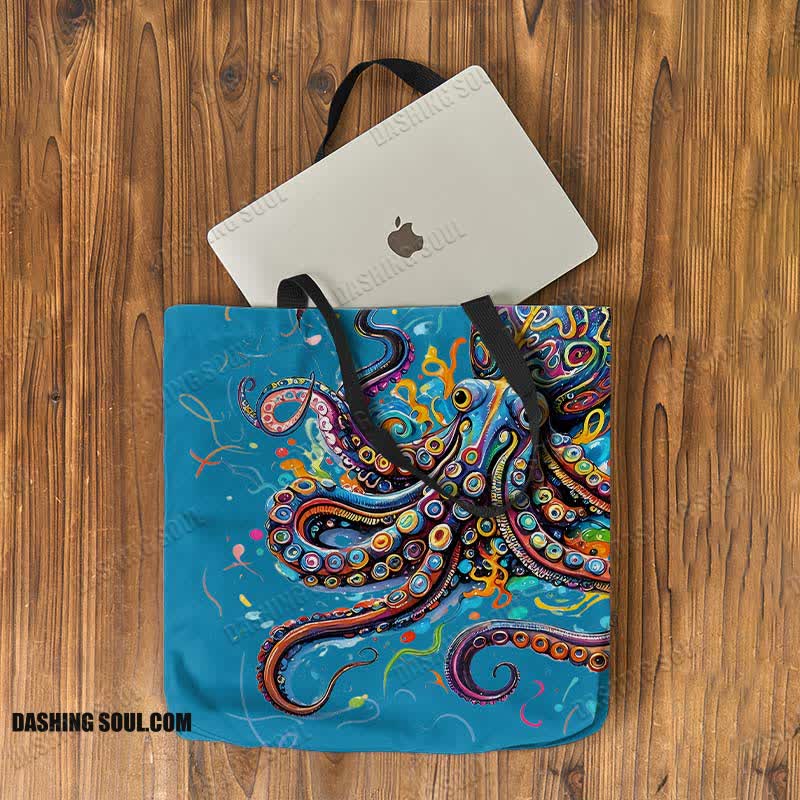 Vintage Rainbow Octopus Art Print Bag